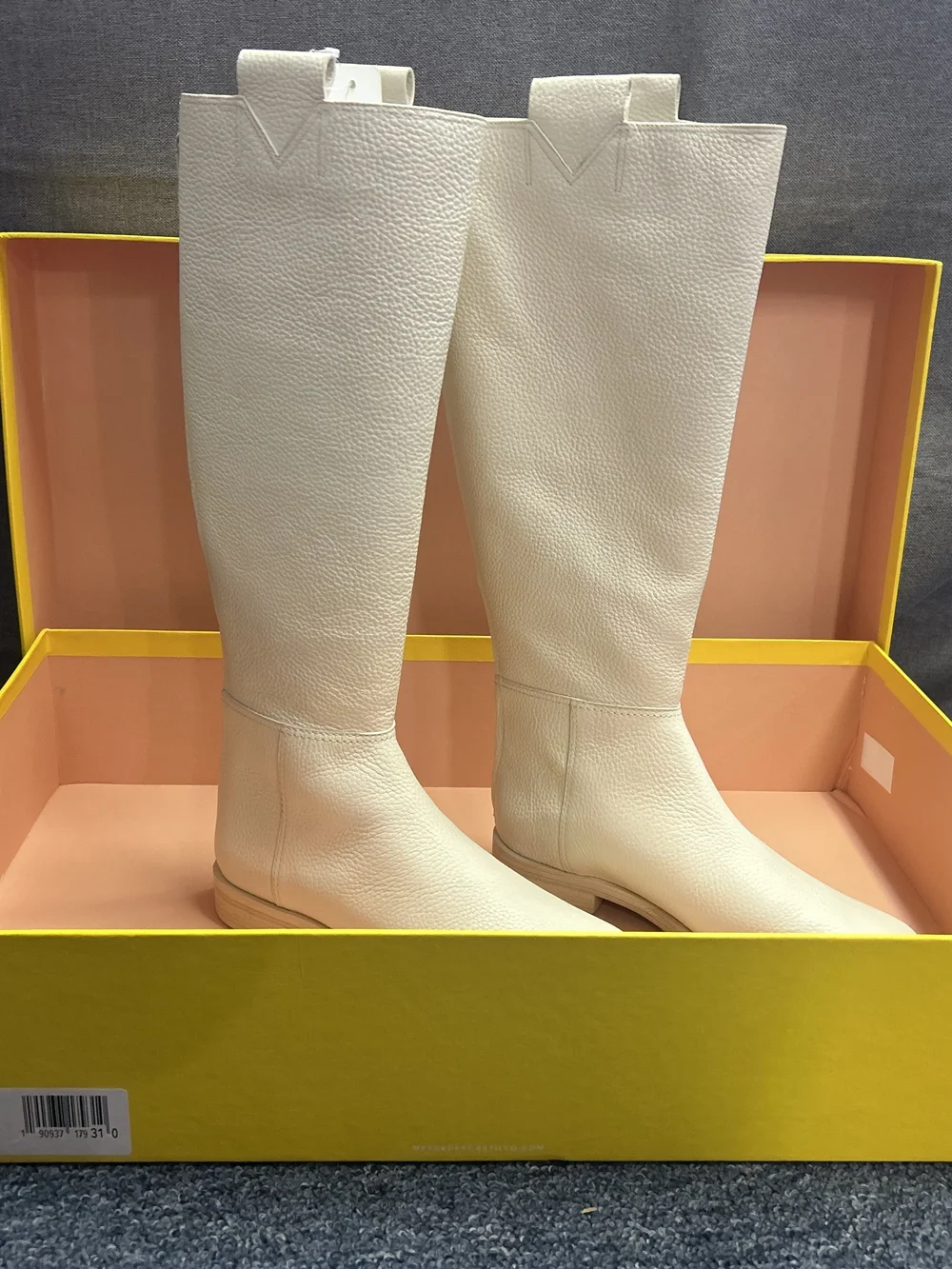 Classic Over-the-Knee Leather Boots in Cream